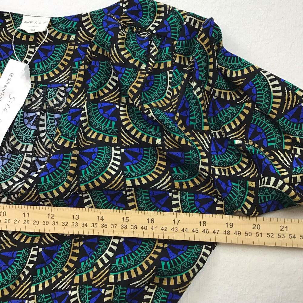 Silk & Salt Geometric Print Wrap Midi Dress Size XS Boho Flirty NWT - Picture 9 of 13